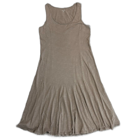 Garnet Hill Taupe Brown Organic Cotton Sleeveless Easy Knit Godet Dress Size XS - Picture 2 of 12